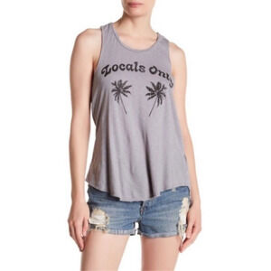 Sundry Graphic Tank Top Locals Only Racerback Gray Womens sz Sm Scoopneck